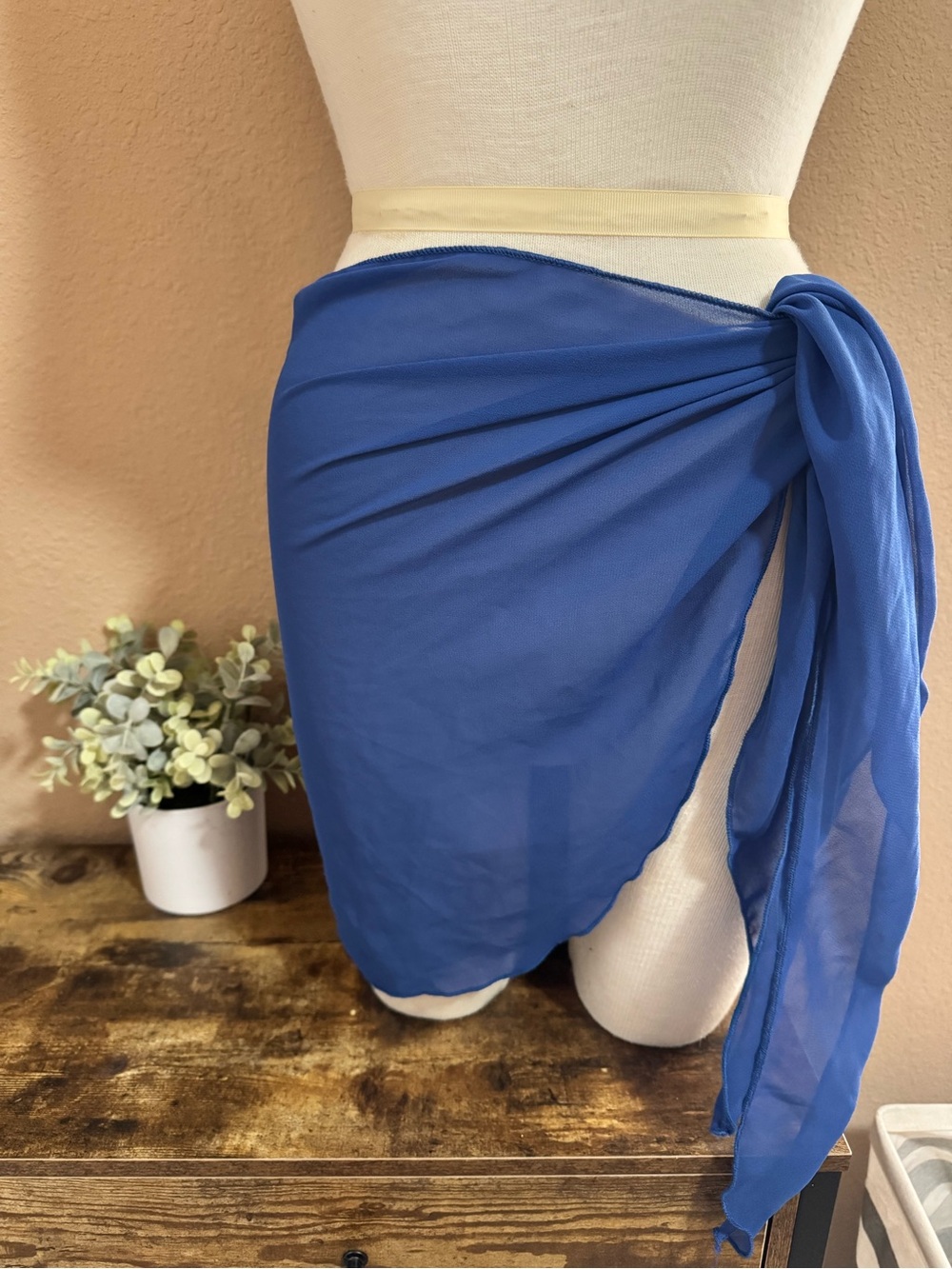 Ocean Blue Sheer Swim Sarong Tie Cover-Up